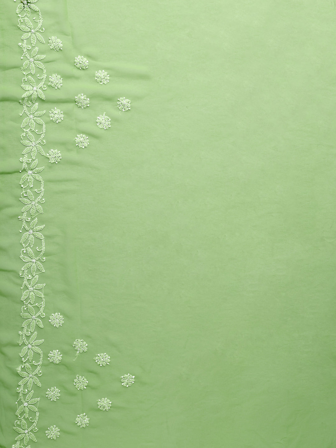 Green Poly Georgette Embroidered Chikankari Saree