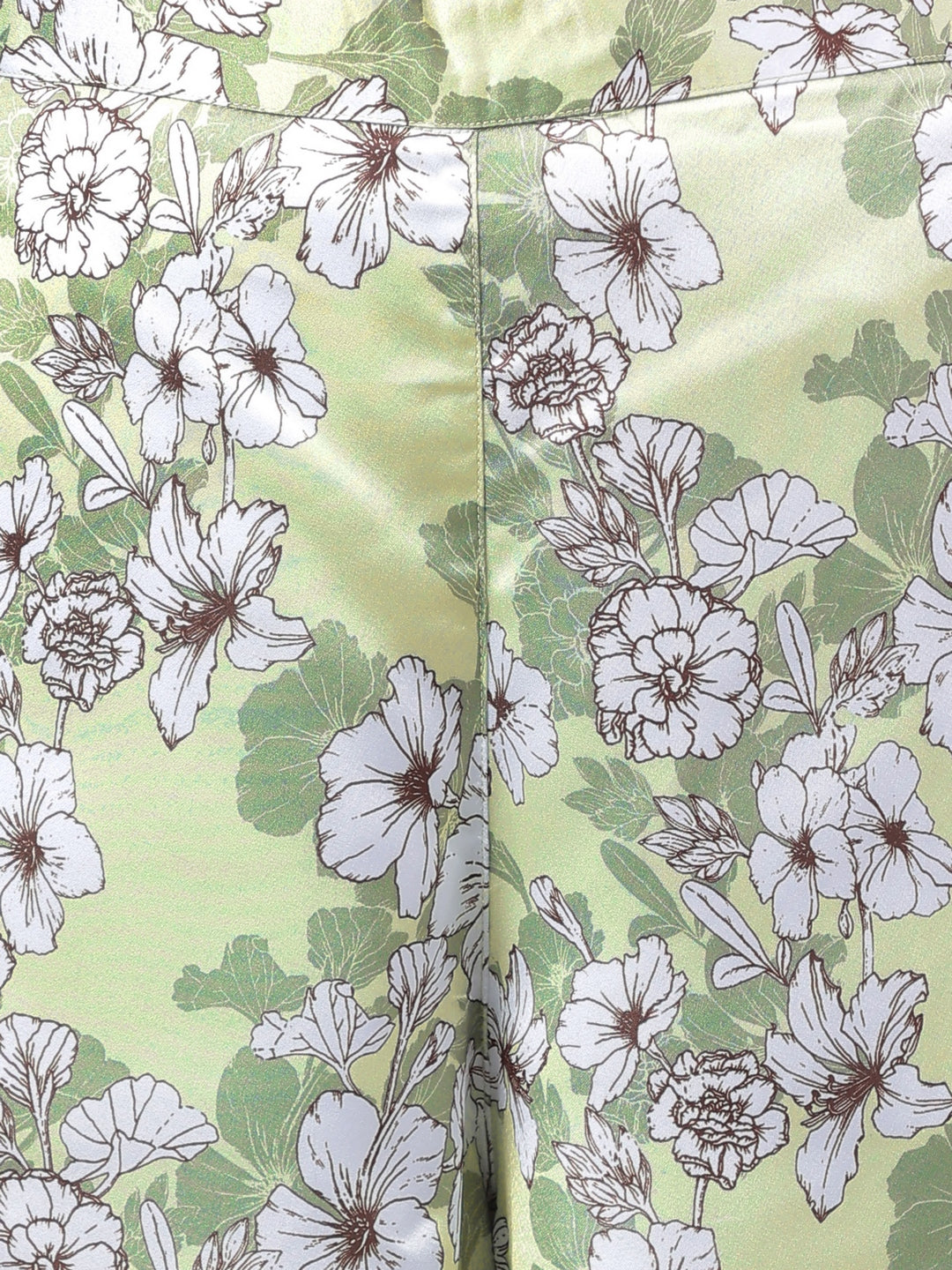 Sage Green Satin Digital Floral Printed Co-Ord Set