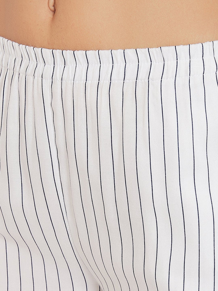 Sassy Stripes Top & Shorts Set In White