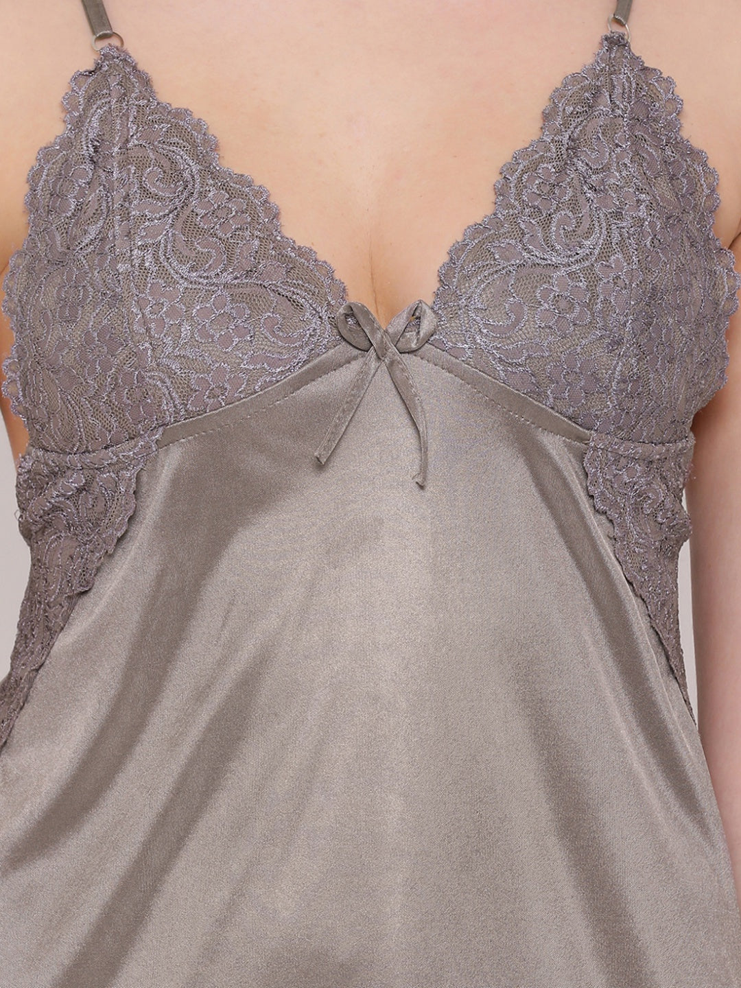 Satin-Babydoll-With-Lacy-Cups-In-Grey
