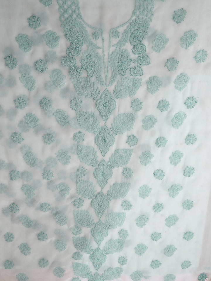 Sea Green Chikankari Unstitched Kurta Suit Material