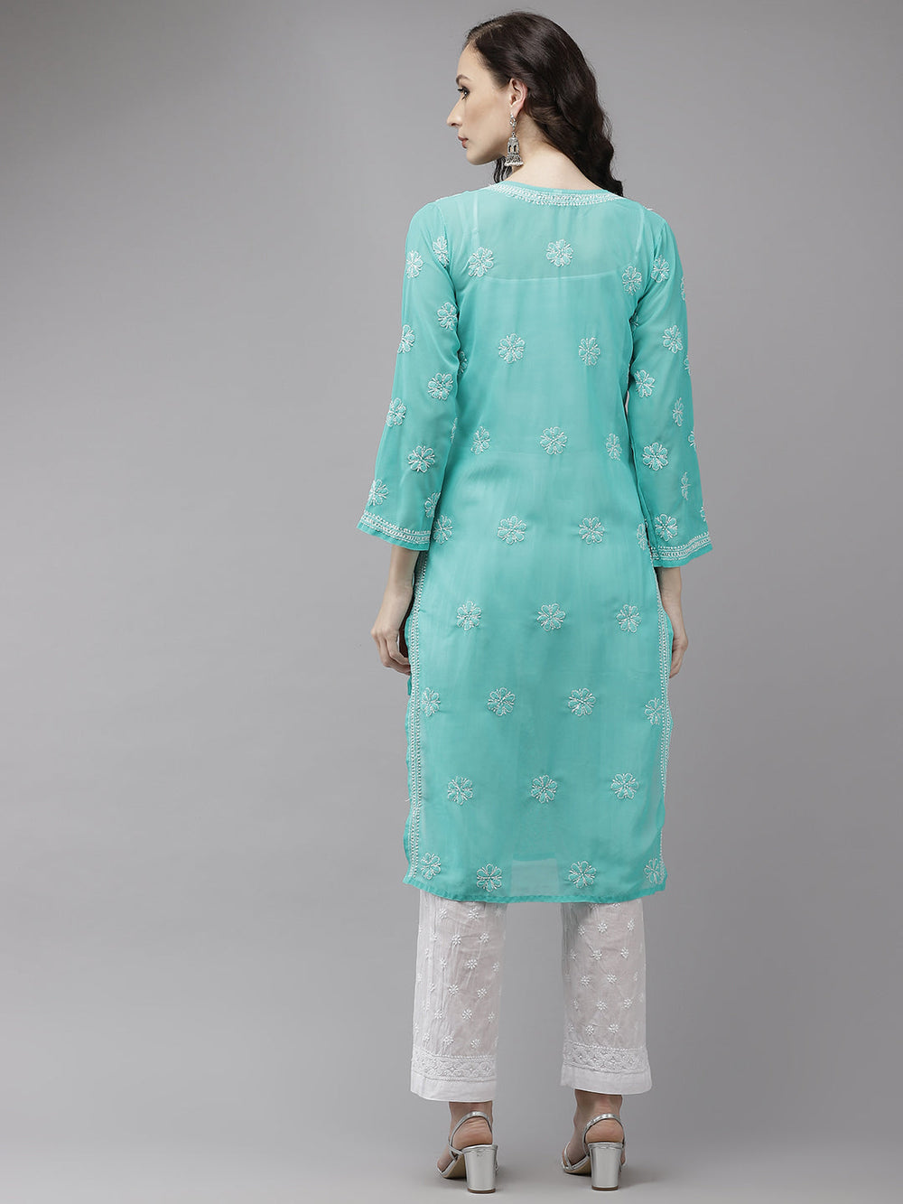 Sea-Green-Georgette-Lucknow-Chikan-Kurta-Set