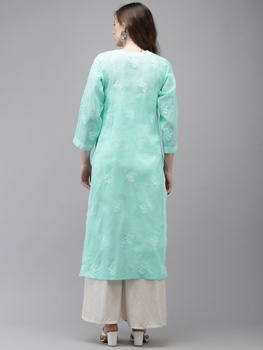 Sea-Green-Hand-Embroidered-Chikankari-Kurta