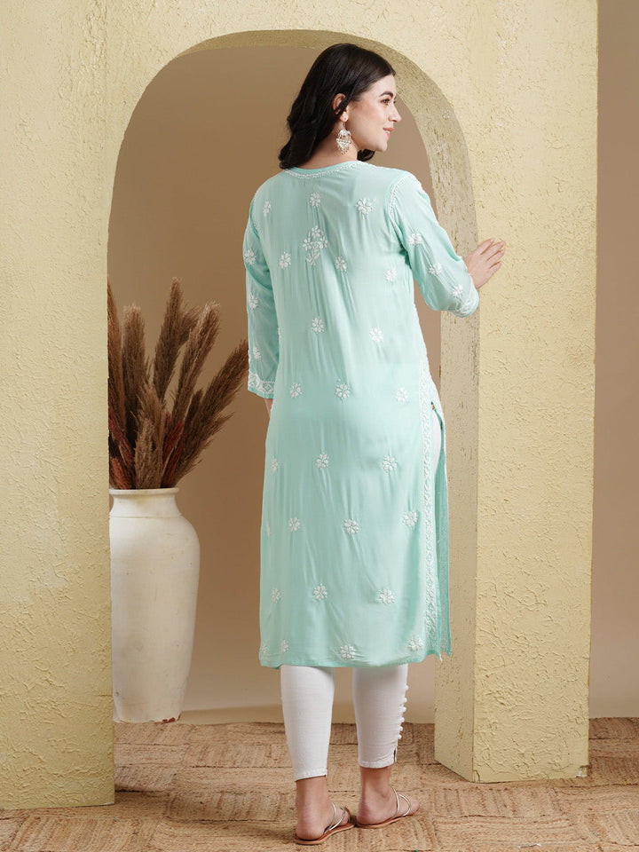 Sea Green Modal Artisan Embroidered Chikankari Kurta