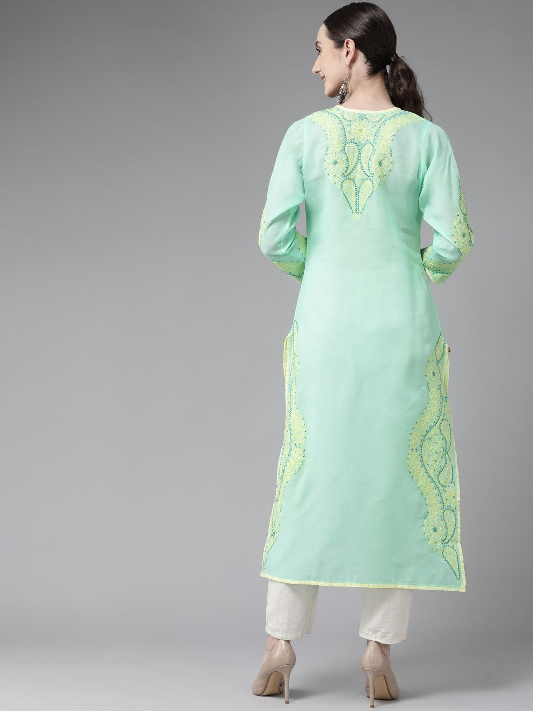 Sea-Green-Cotton-Lucknow-Chikan-Kurta