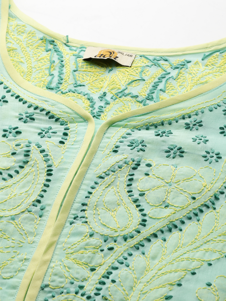 Sea-Green-Cotton-Lucknow-Chikan-Kurta