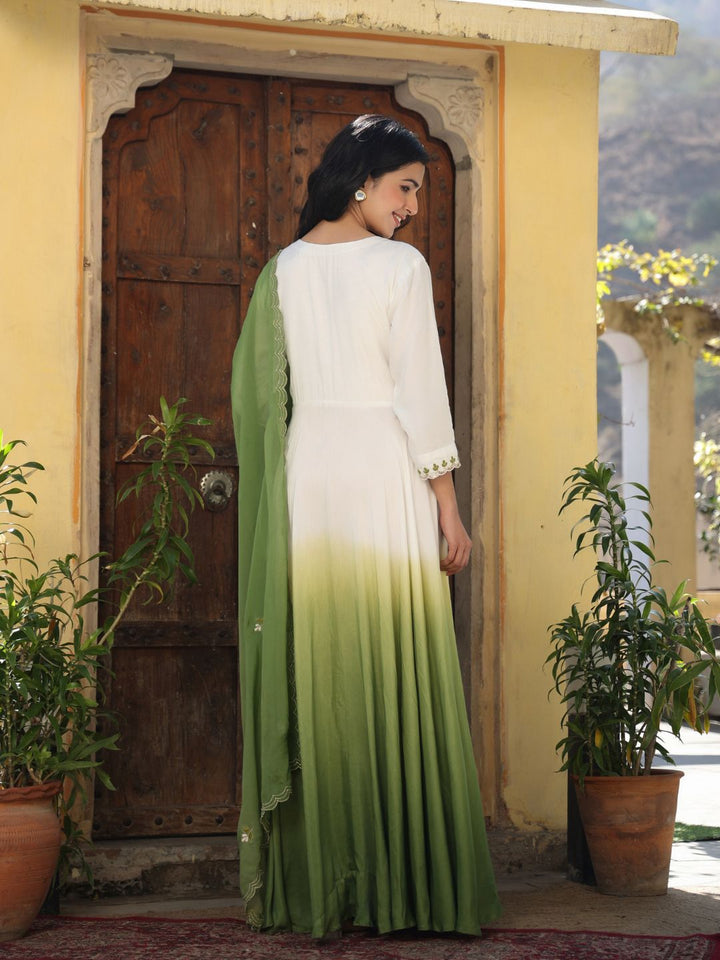Shinkai-Green-&-White-Ombre-Gown-With-Dupatta