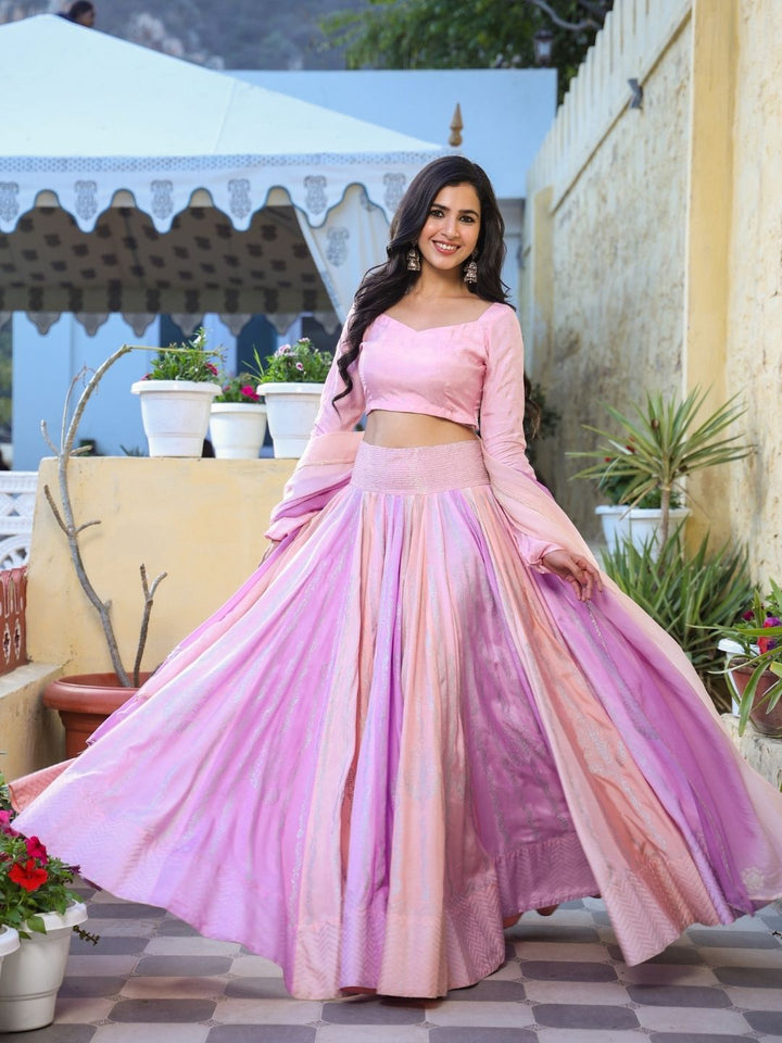 Shuba-Pink-&-Mauve-Viscose-Muslin-Lehenga-Set