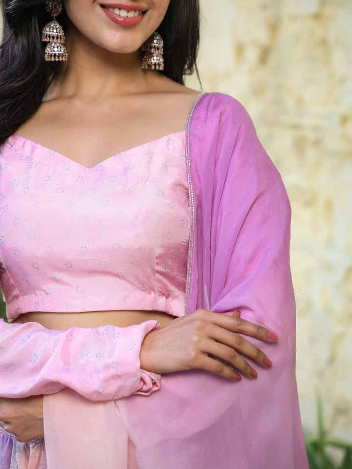 Shuba-Pink-&-Mauve-Viscose-Muslin-Lehenga-Set