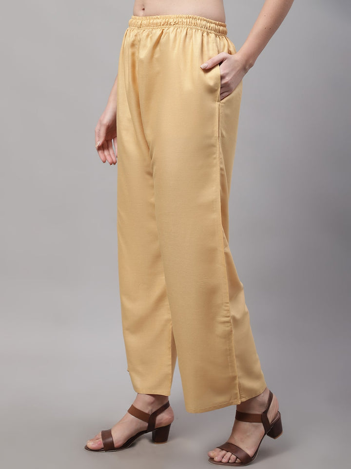Skin Rayon Solid Palazzo With Side Pocket