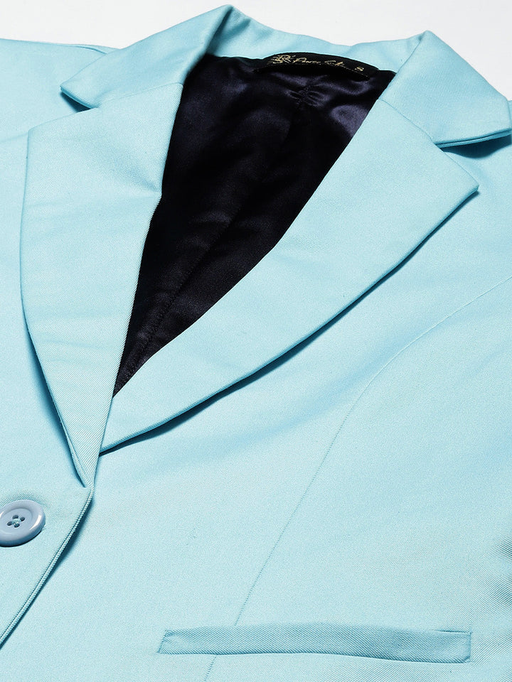 Sky Blue Poly Cotton Pant Suit