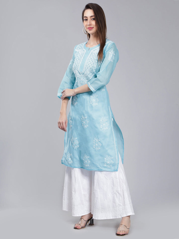 Sky-Blue-Terivoile-Cotton-Chikankari-Kurta