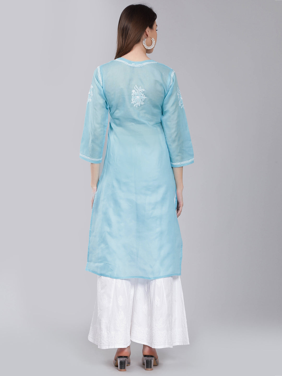 Sky-Blue-Terivoile-Cotton-Chikankari-Kurta