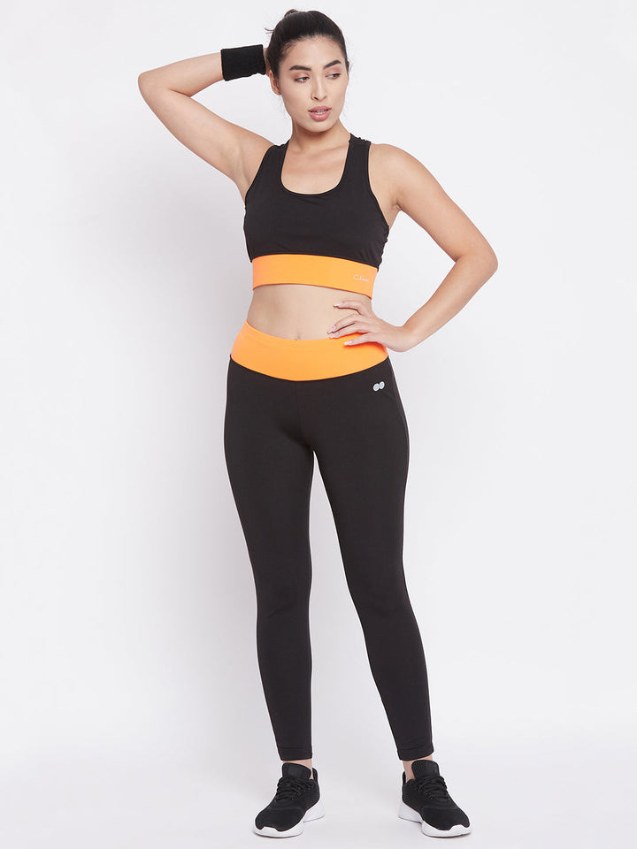 Snug Fit Active Ankle-Length Tights In Black