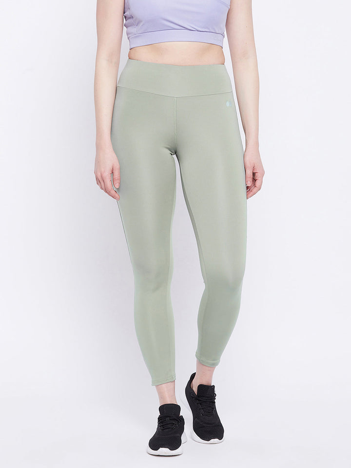 Snug Fit High Rise Tights In Sage Green
