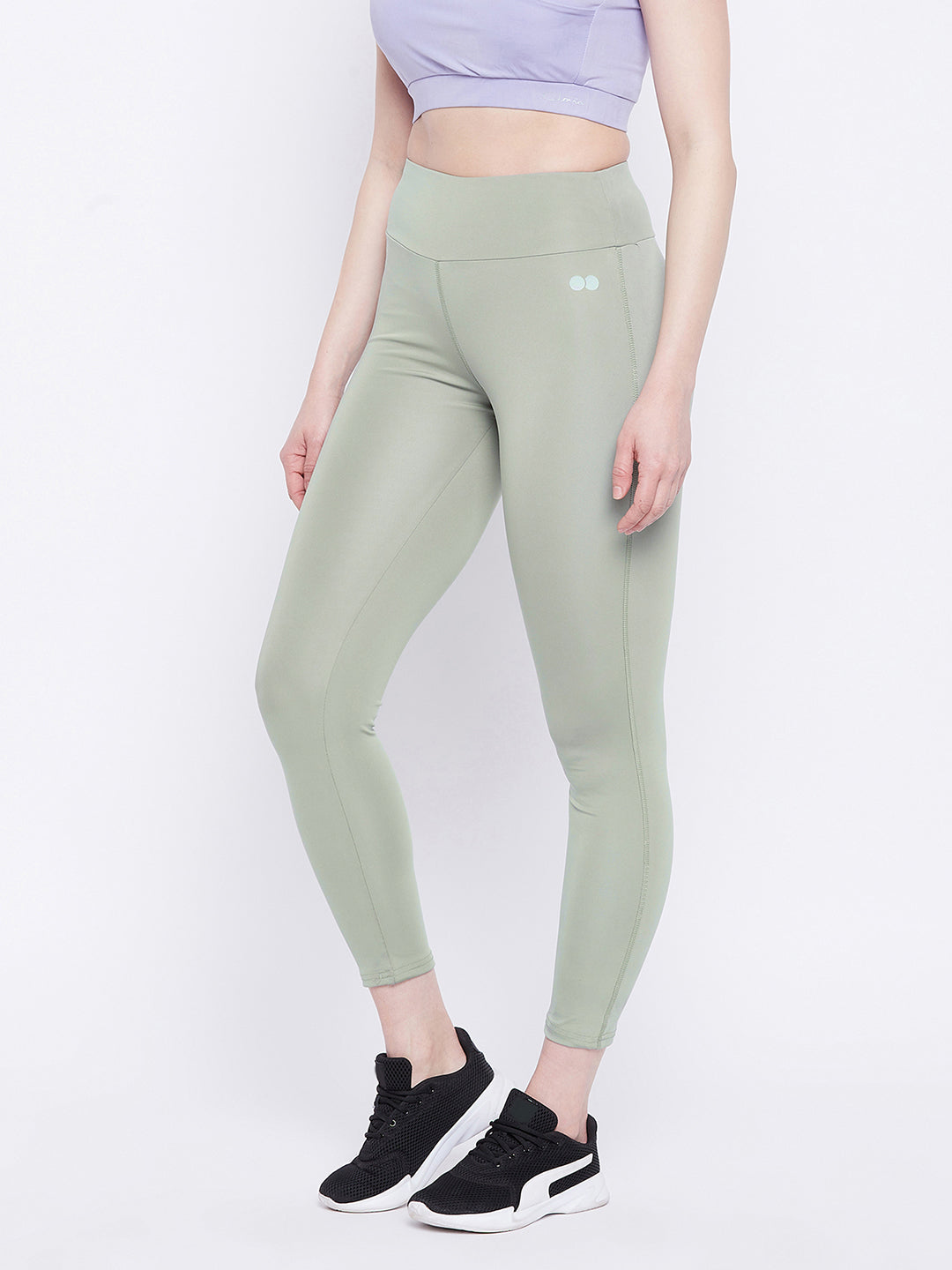 Snug Fit High Rise Tights In Sage Green
