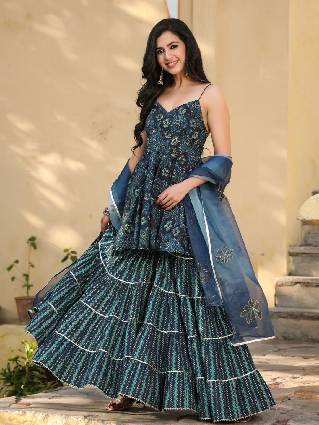 Spruce-Blue-Cotton-Sharara-Set-with-Dupatta