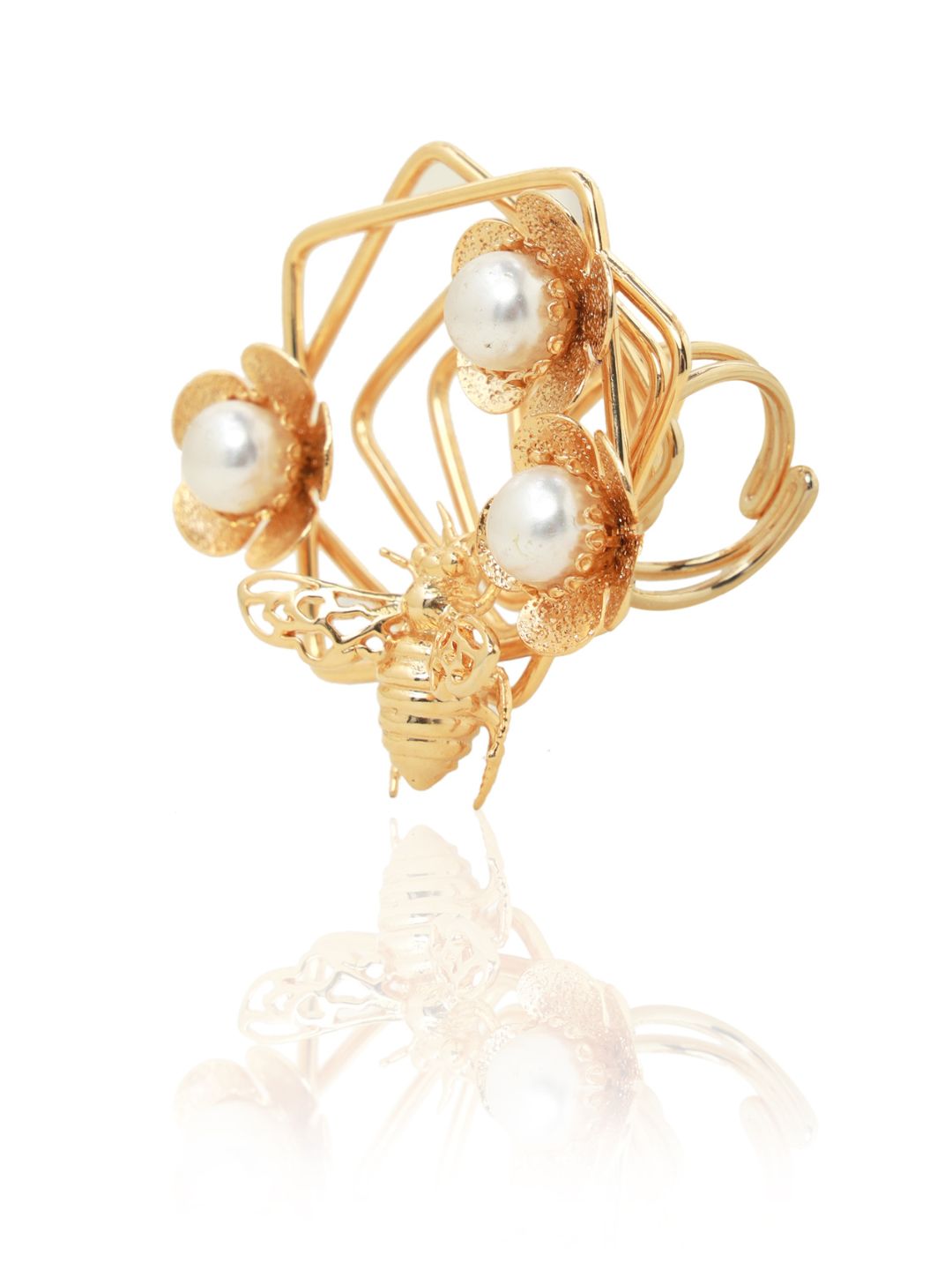 Stellar Brass & Pearl with Gold Plated Ring