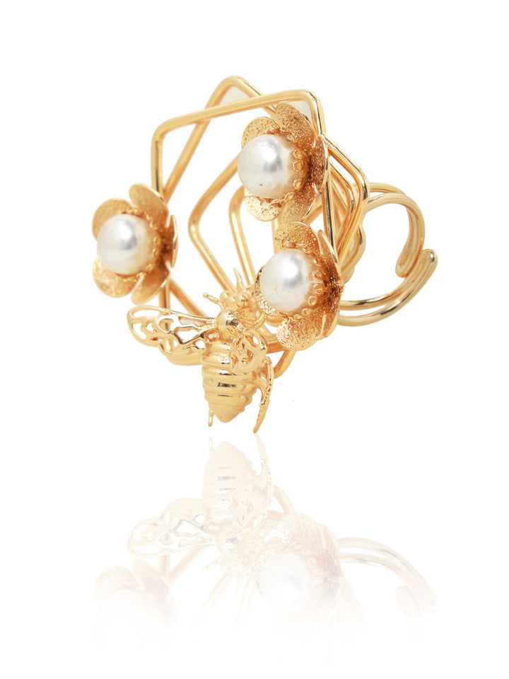 Stellar Brass & Pearl with Gold Plated Ring