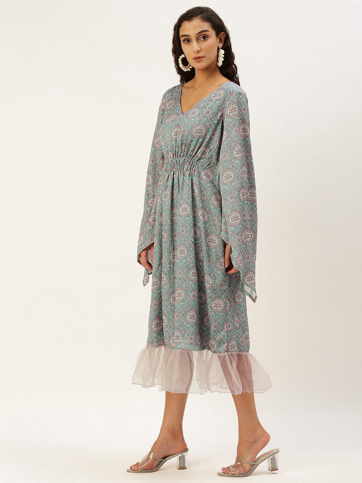 Stone-Blue-Satin-Digital-Printed-Kaftan-Dress