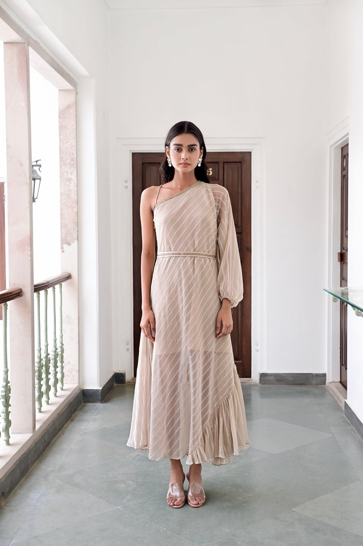 Suhani Dress Cotton Crepe One-Shoulder Striped Dress