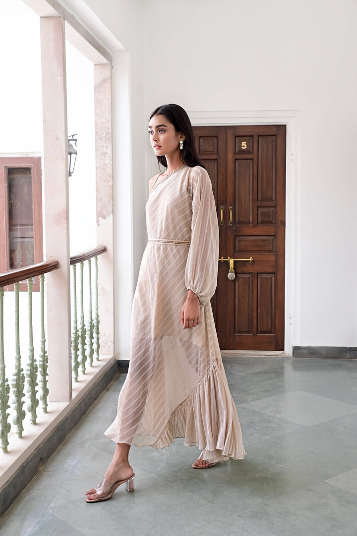 Suhani Dress Cotton Crepe One-Shoulder Striped Dress