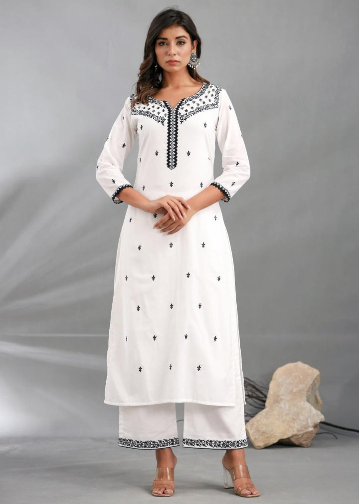 Pure White Collar Neck Anarkali Kurta