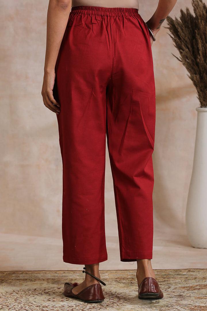 Maroon Plain Creative Flex-Fit Farsi Pants
