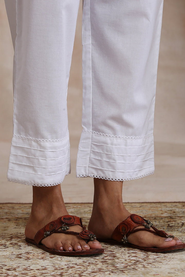 Pristine White Cotton Creative Fit Farsi Pants