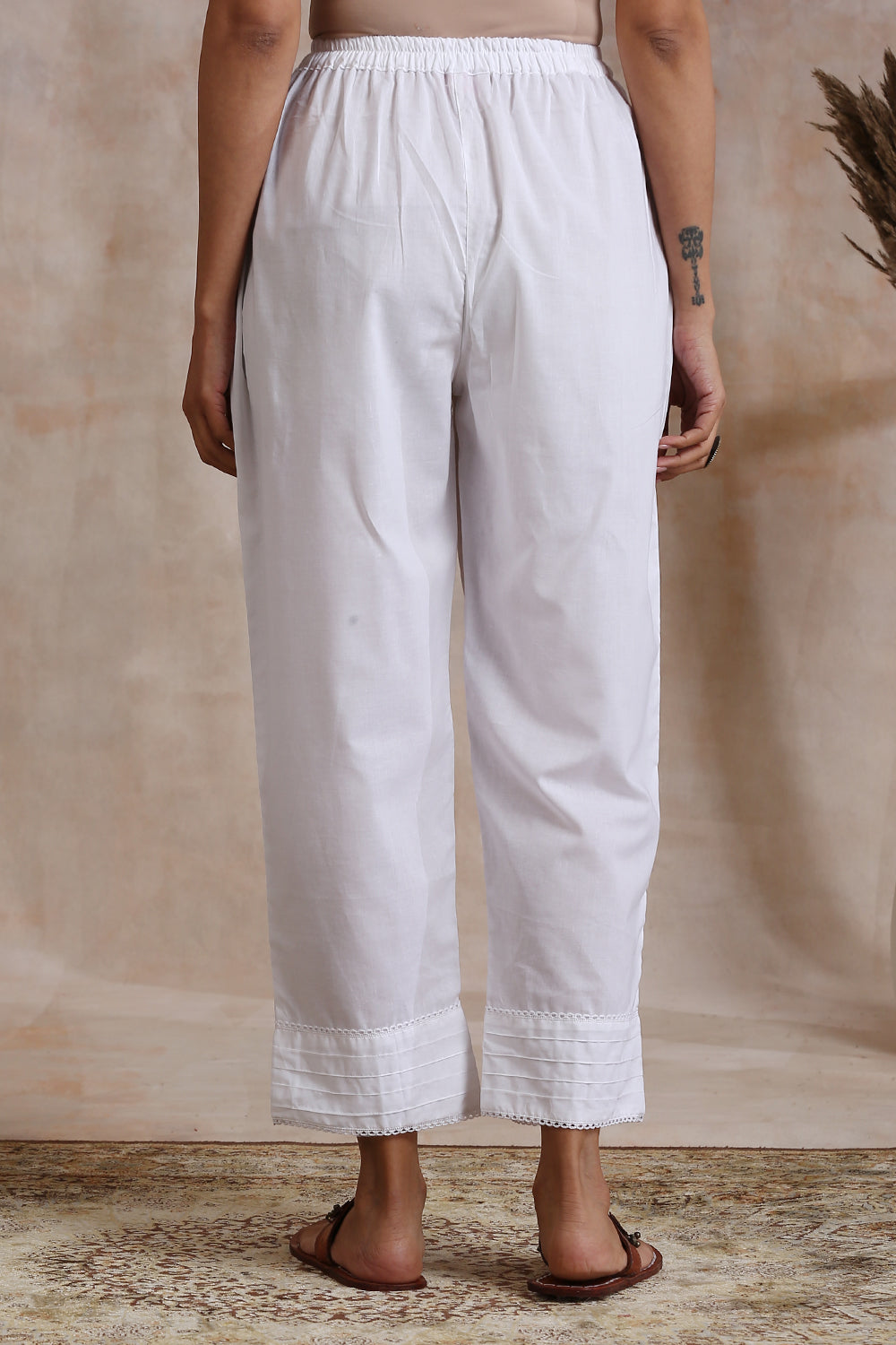 Pristine White Cotton Creative Fit Farsi Pants
