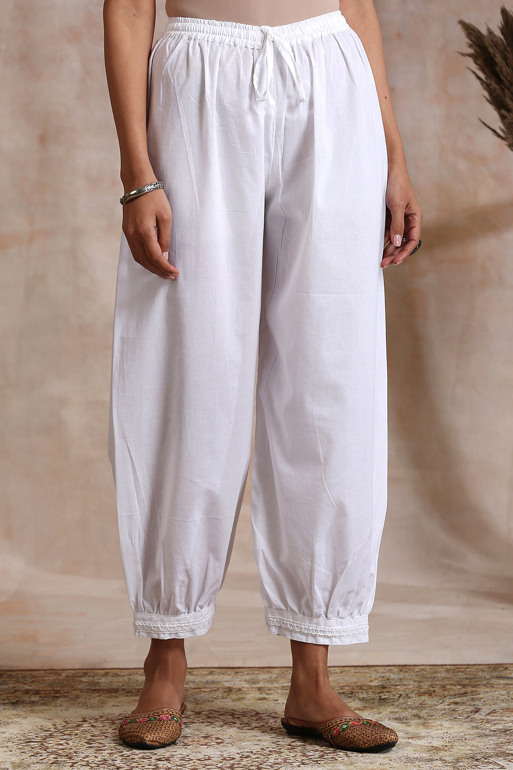 Clean White Cotton Lace Izhaar Pants