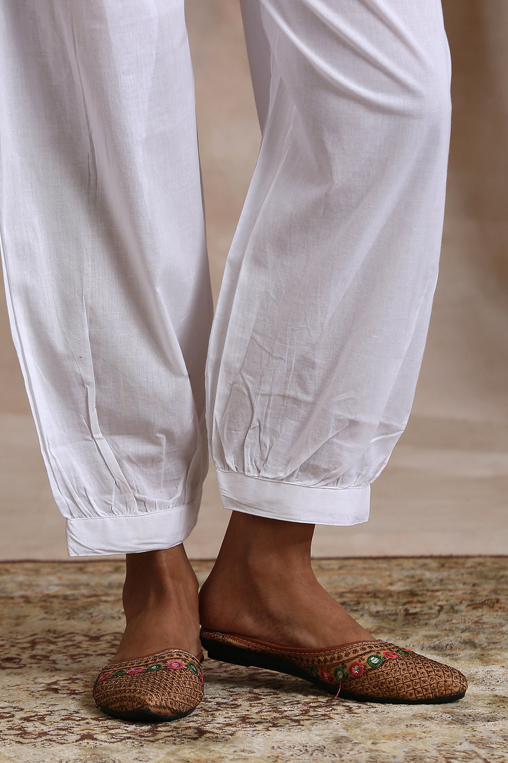 Plain White Soft Cotton Relaxed Fit Izhaar Pants