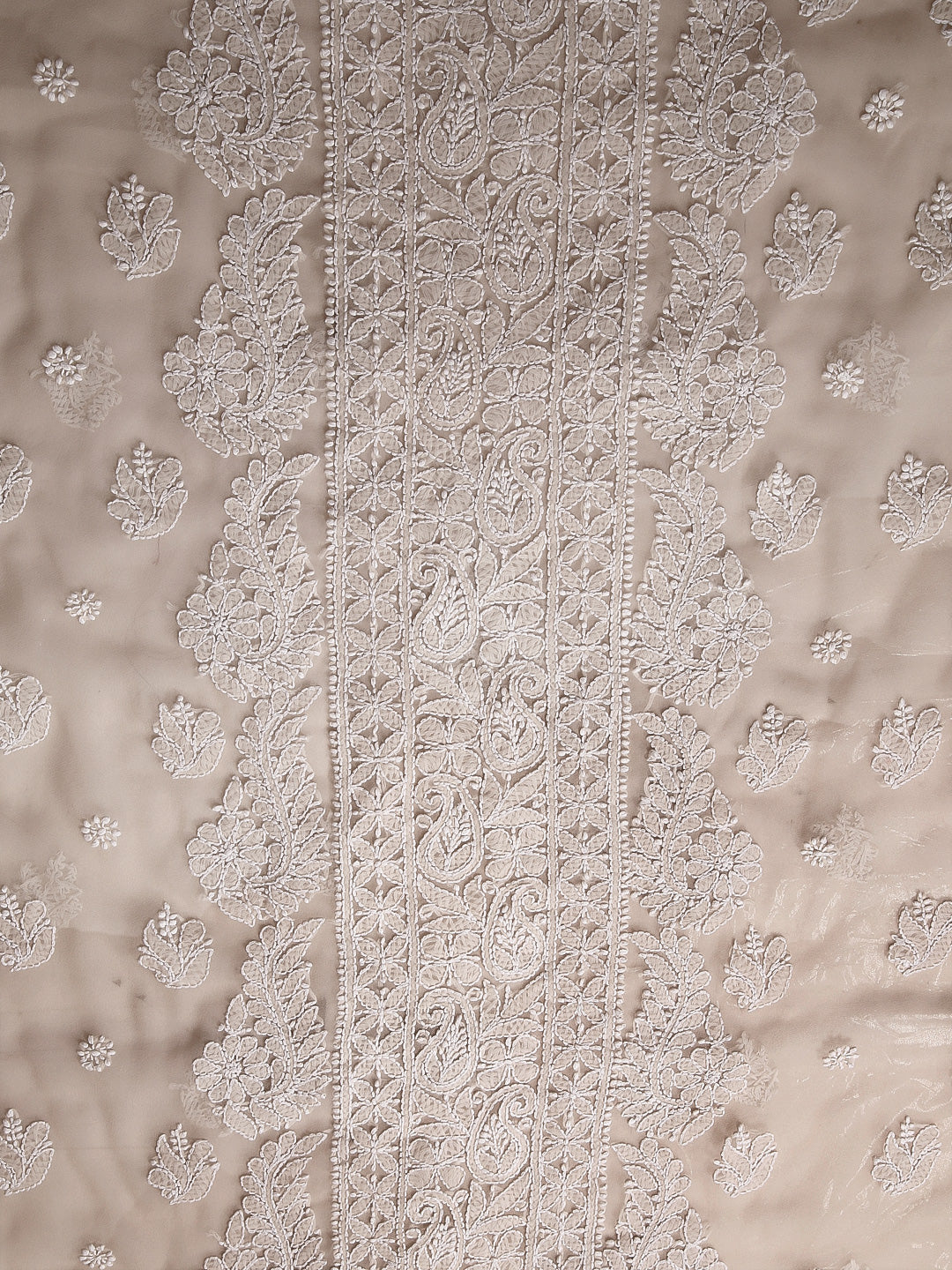 Taupe Fawn Chikankari Unstitched Dress Material