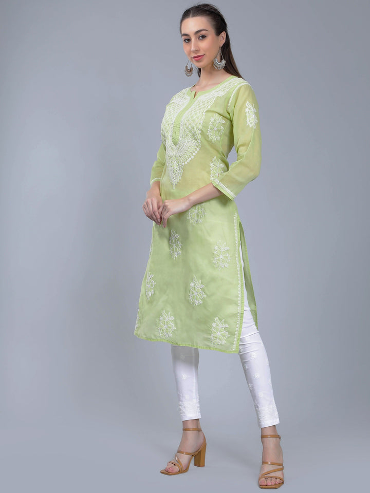 Tea-Green-Terivoile-Cotton-Chikankari-Kurta