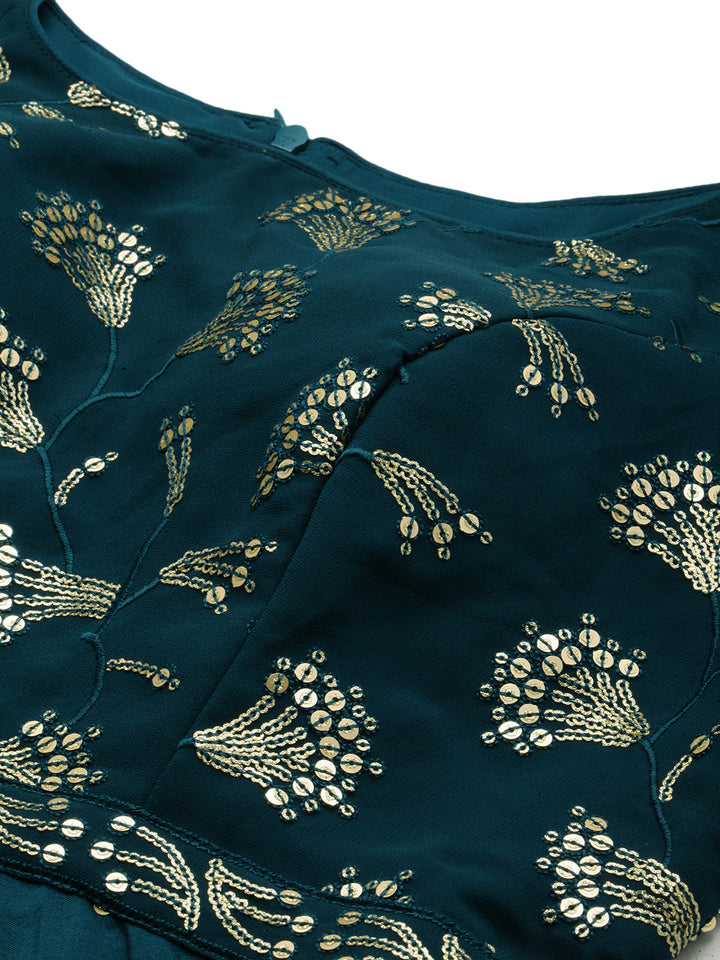 Teal-Blue-Georgette-Embroider-&-Art-Silk-Gown