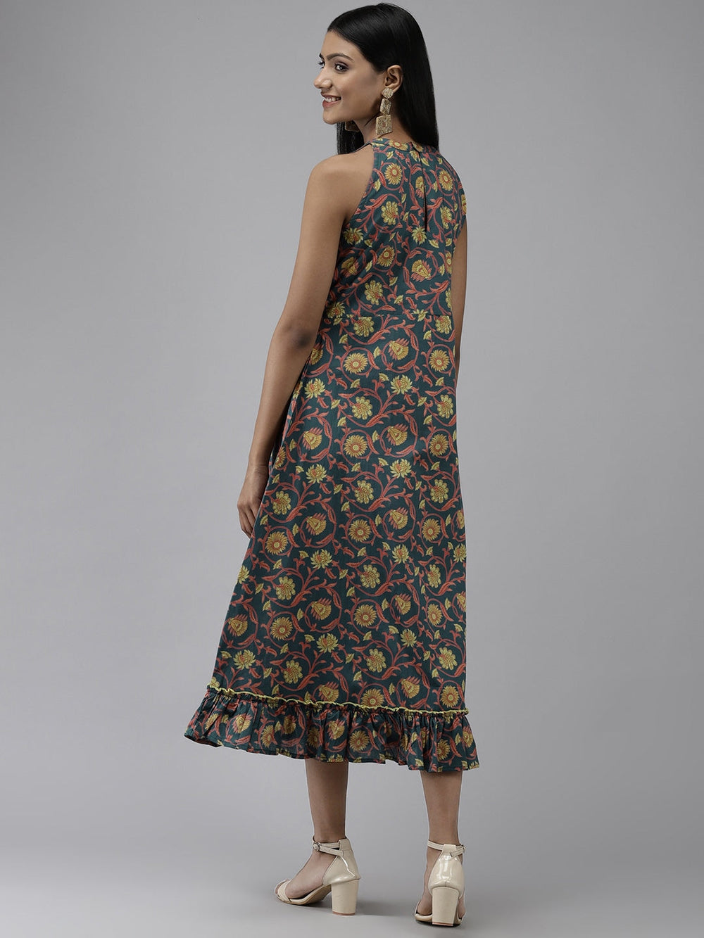 Teal Floral Dress