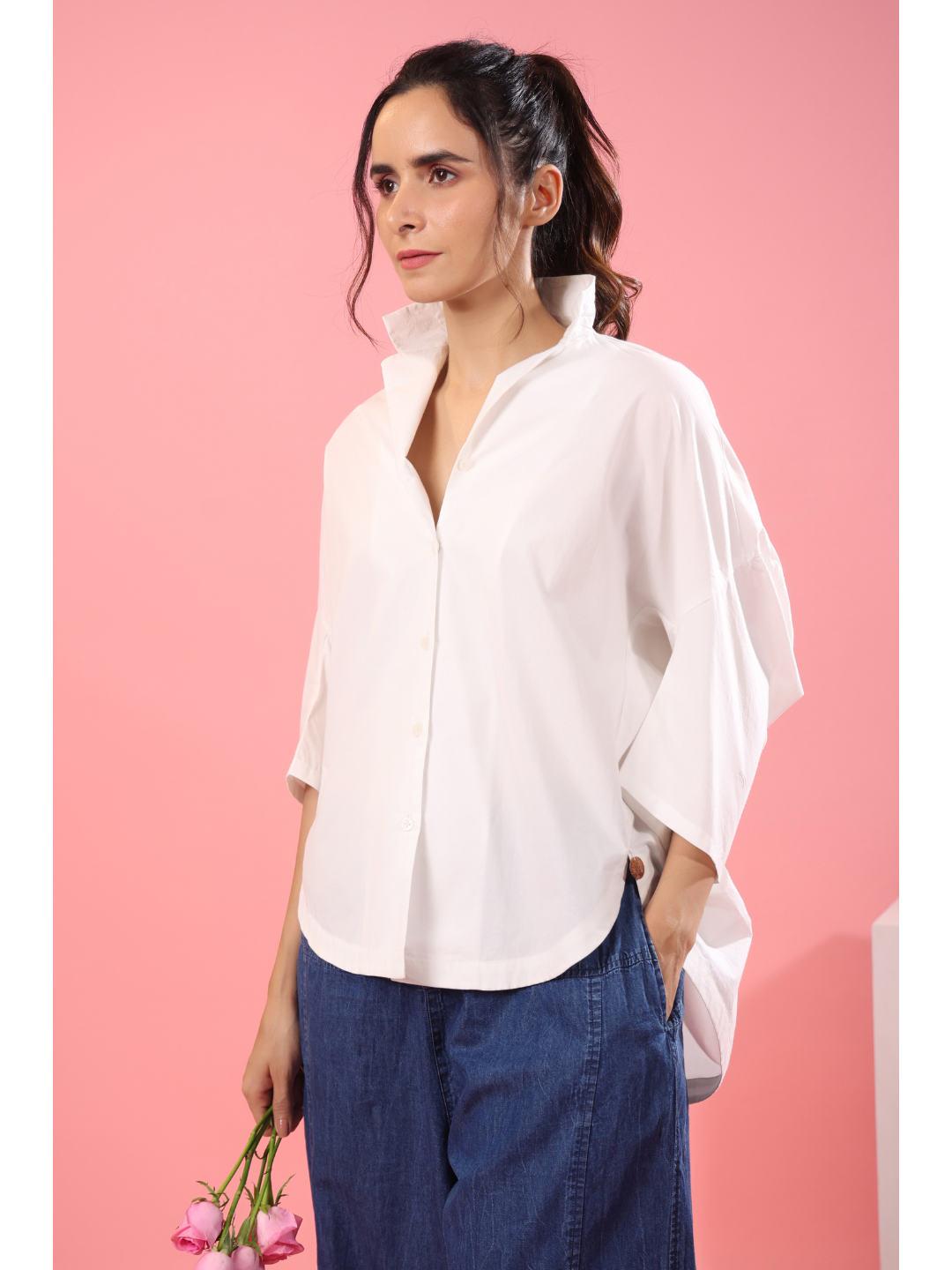Thrives White Poplin Oversized Shirt Dress ZERESOUQ.COM