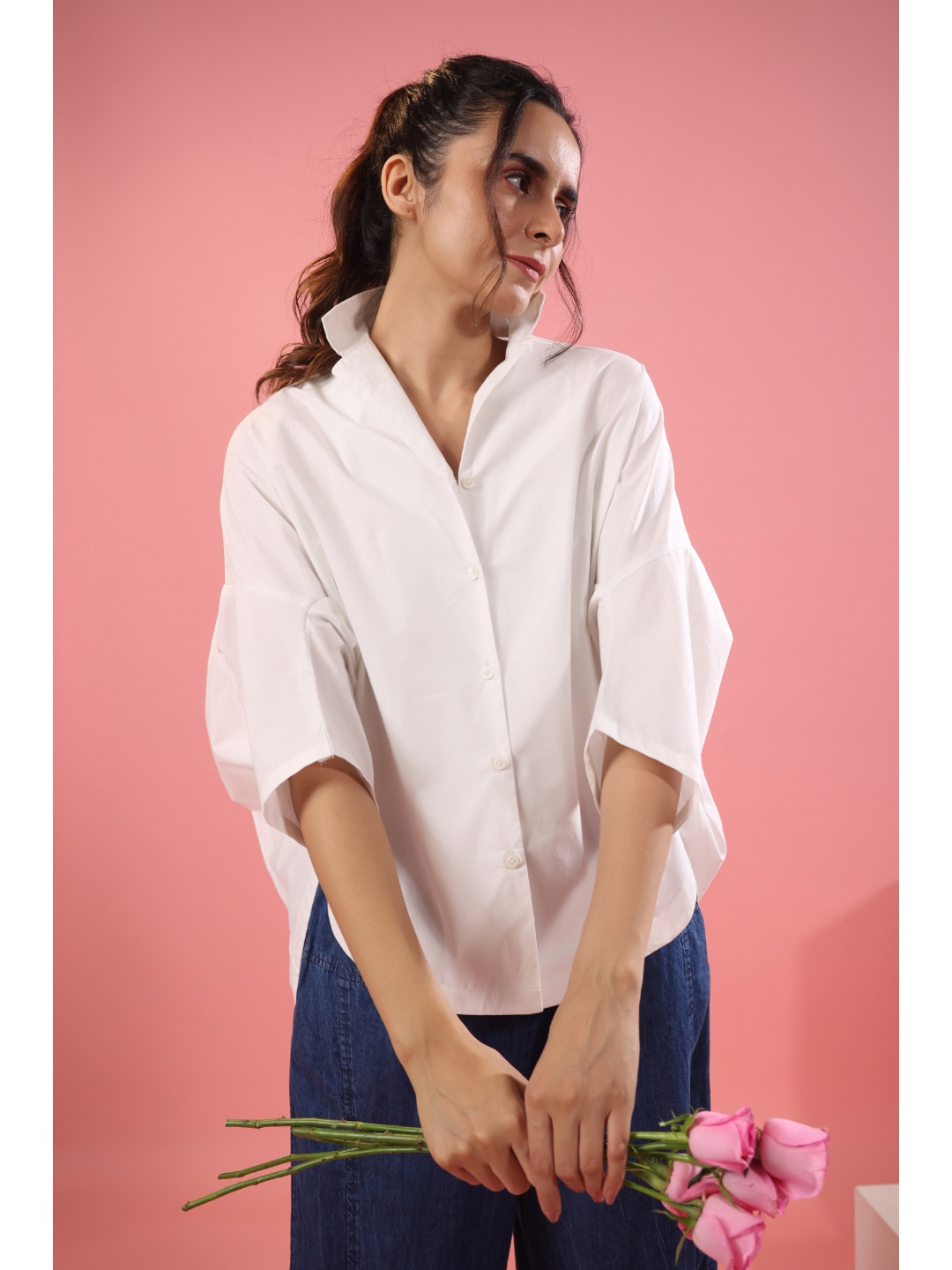 Thrives White Poplin Oversized Shirt Dress ZERESOUQ.COM