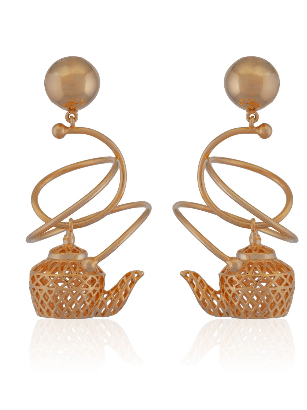 Tiny Teapot Brass & 20 KT Gold Plated Earring