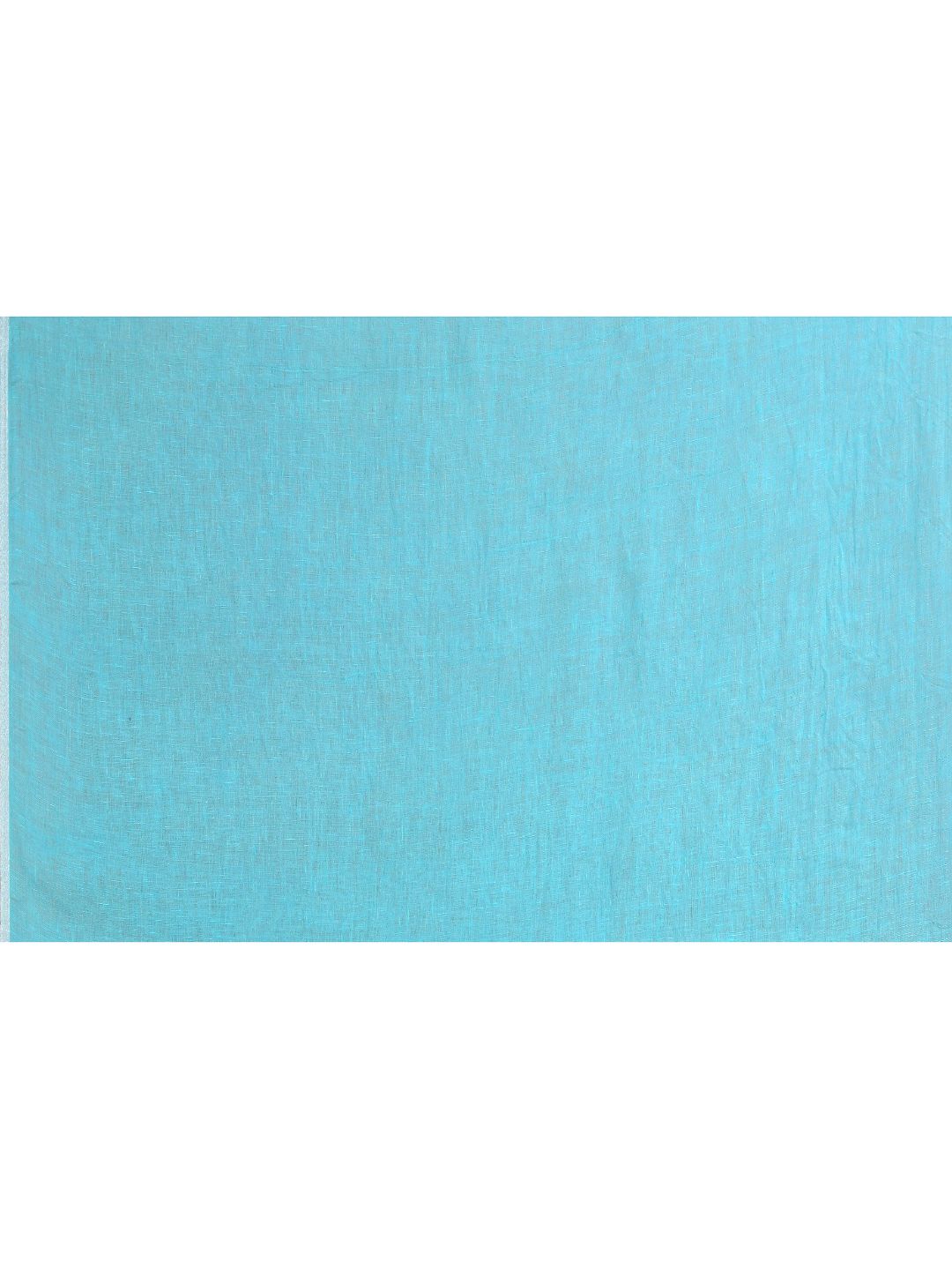 ZERESOUQ-Turquoise-&-White-Rose-Print-Linen-Cotton-Saree