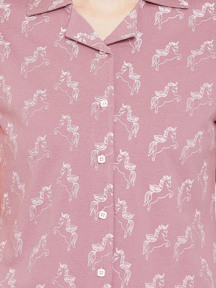 Unicorn Fantasy Shirt & Shorts In Dusty Pink