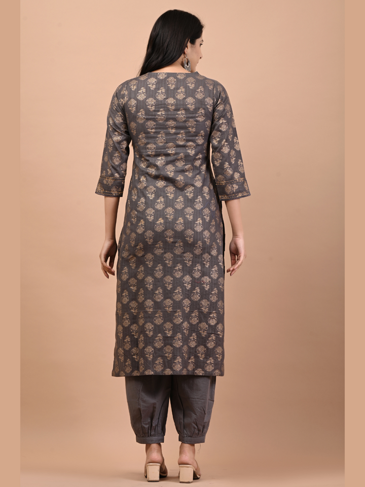 Charcoal-Grey-Prints-Kurta-ZereK003