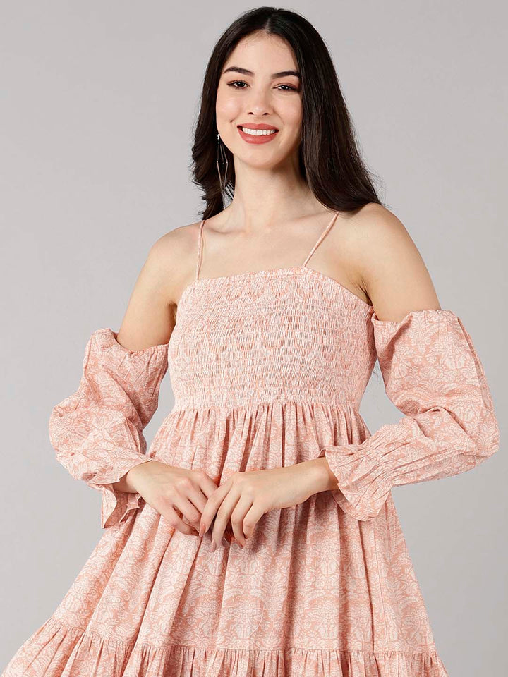 ZERESOUQ-Peach-Cotton-Floral-Print-Strappy-Cold-Shoulder-Maxi-Dress