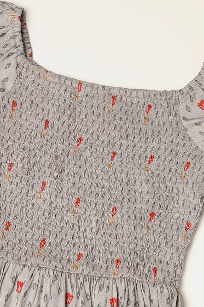 ZERESOUQ-Taupe-Cotton-Off-Shoulder-Dress-with-Left-Leg-Slit