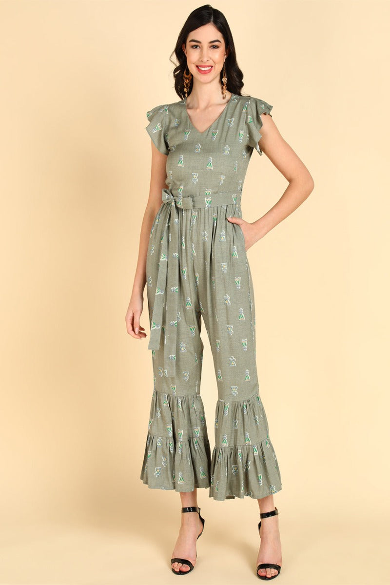ZERESOUQ-Greyish-Taupe-Cotton-Tiered-Jumpsuit