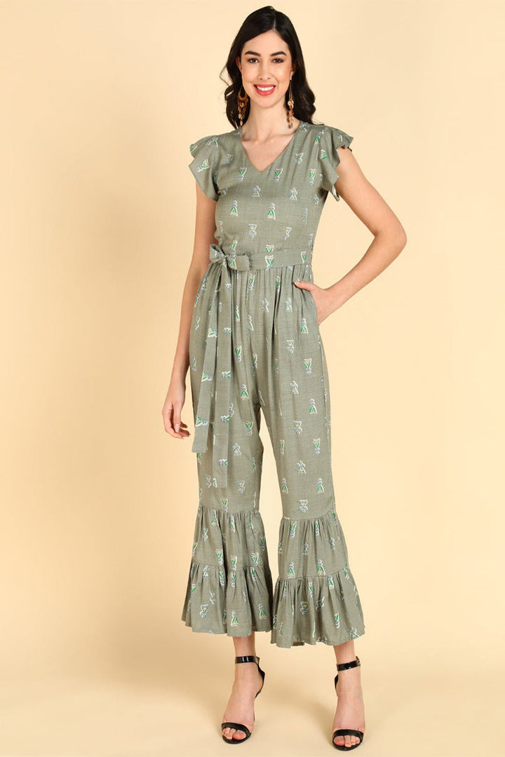ZERESOUQ-Greyish-Taupe-Cotton-Tiered-Jumpsuit