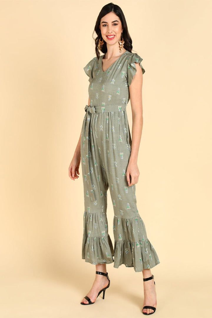 ZERESOUQ-Greyish-Taupe-Cotton-Tiered-Jumpsuit