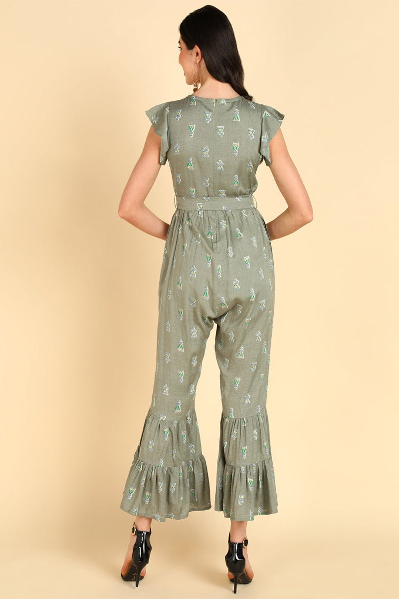 ZERESOUQ-Greyish-Taupe-Cotton-Tiered-Jumpsuit