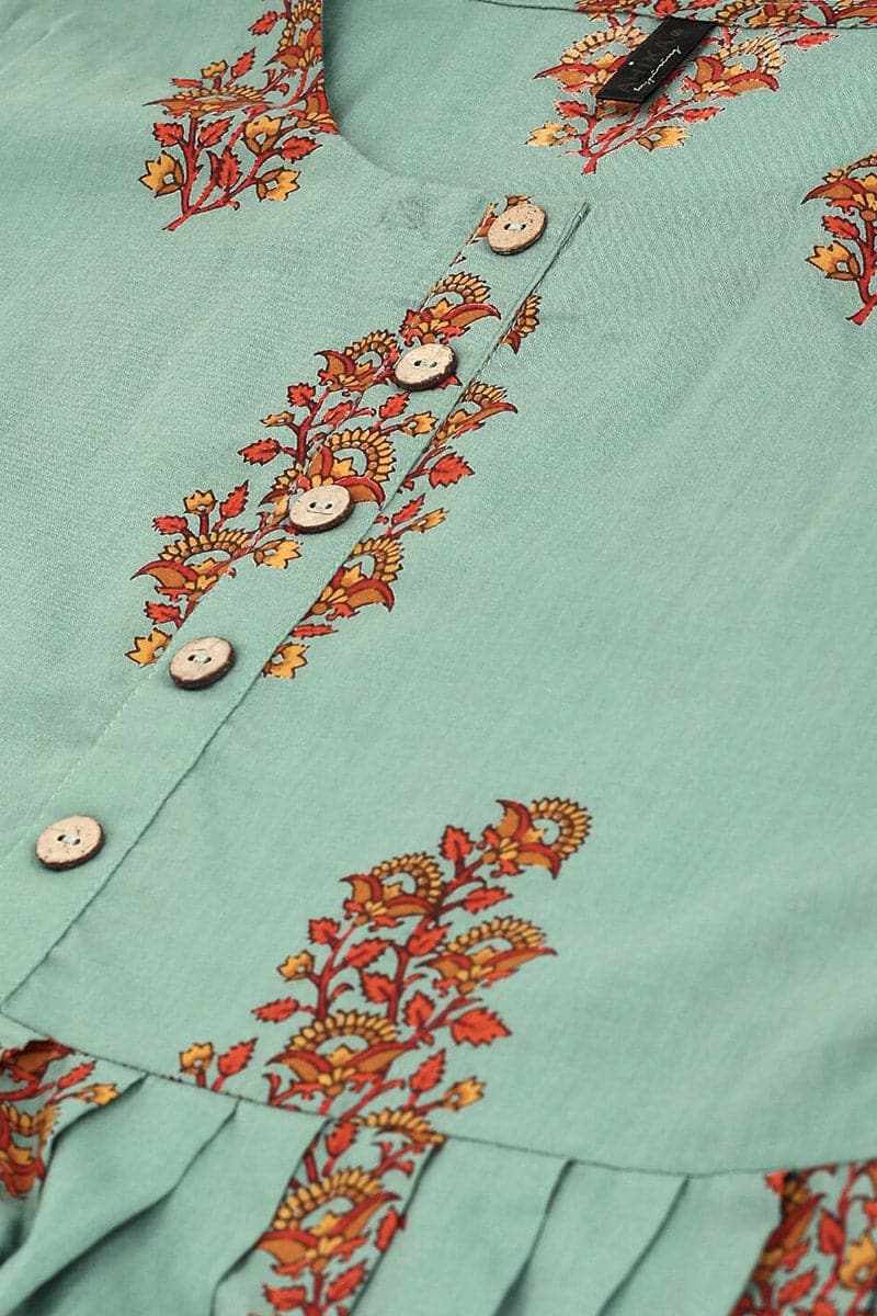 ZERESOUQ-Dark-Sea-Green-Cotton-Floral-Printed-Peplum-Tunic-Top