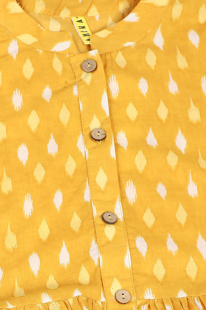 ZERESOUQ-Yellow-Cotton-Abstract-Diamond-Print-Peplum-Tunic-Top